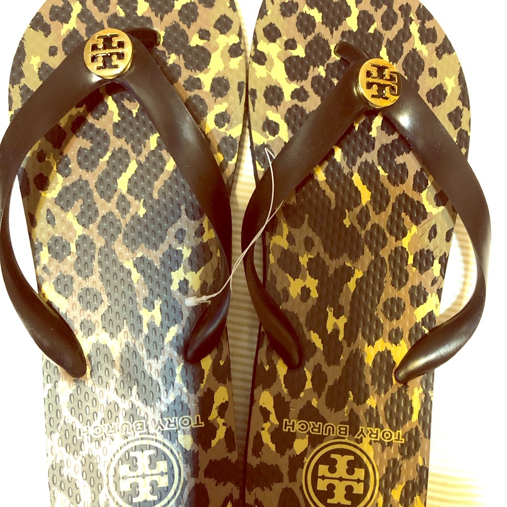 Tory Burch Flip Flops 8 New Animal Print